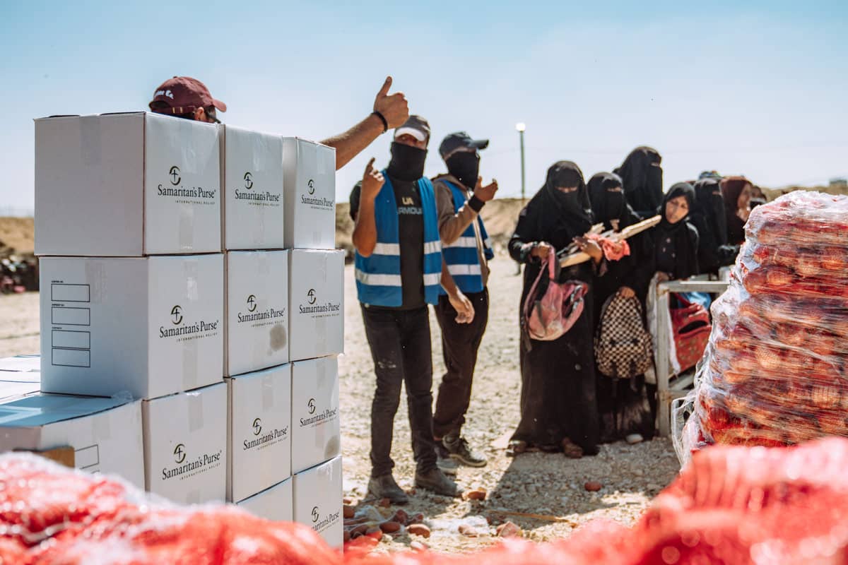 Samaritan's Purse supplies being given to people in need.