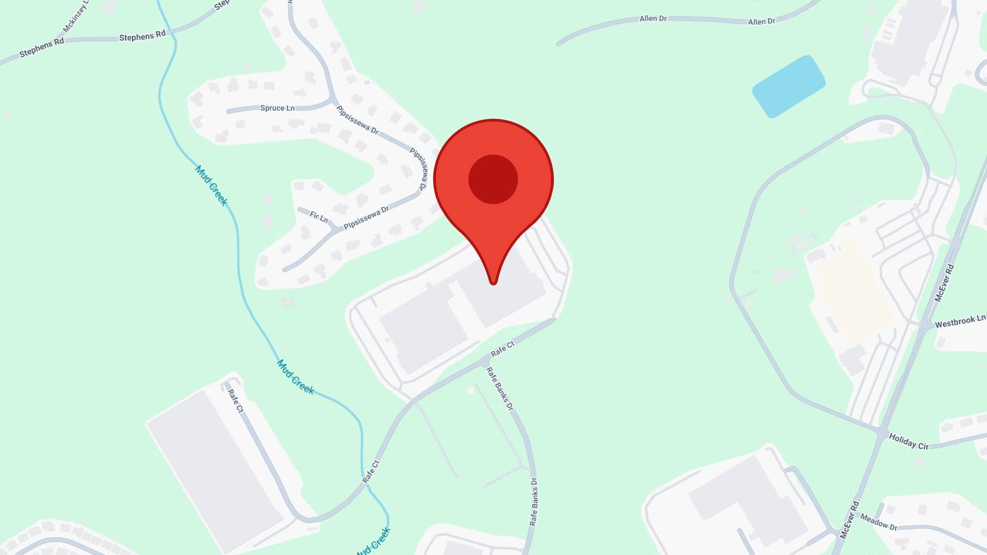 Map with a pin for Operation Christmas Child in Atlanta, Georgia