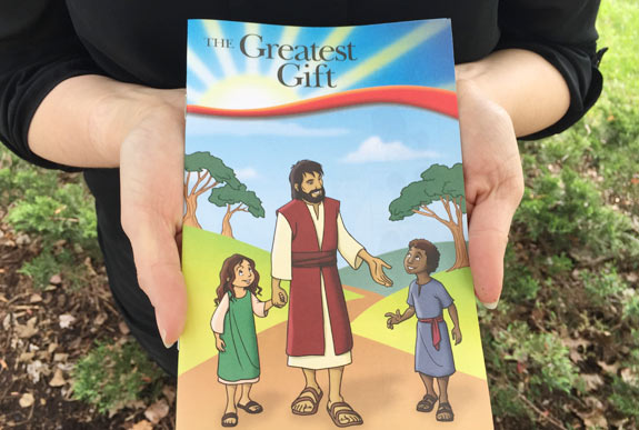 Elena and a Gospel Booklet