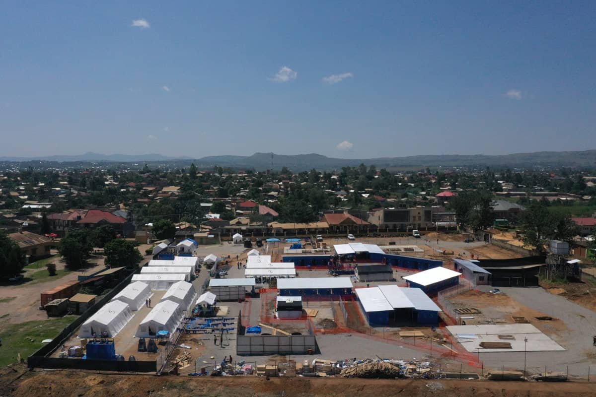 An aerial view shows our Ebola Treatment Center constructed in Bunia, the capital city of Ituri Province, Democratic Republic of the Congo.