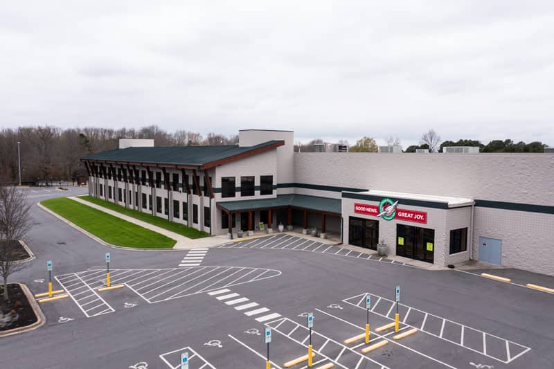 Operation Christmas Child Processing Center building in Charlotte, North Carolia.