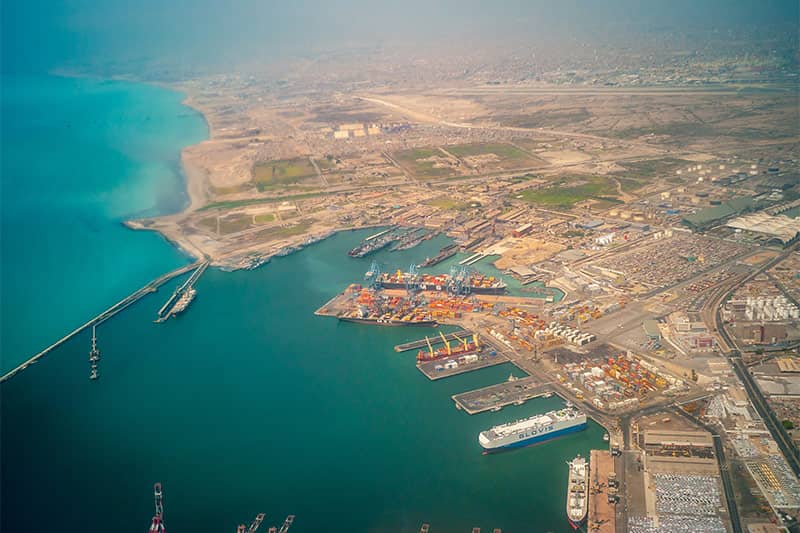 Cargo port in Lima, Peru.