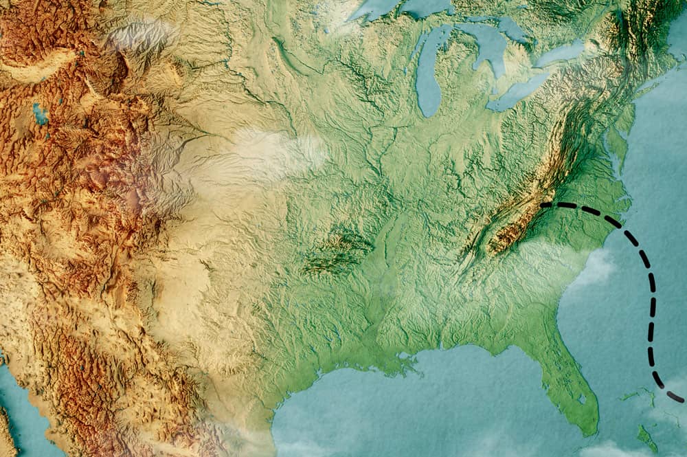 Geographical map of America