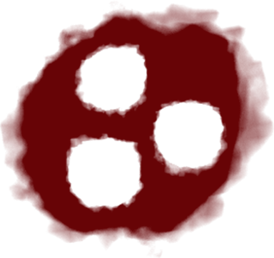 Red paint circle with three dots in the middle.