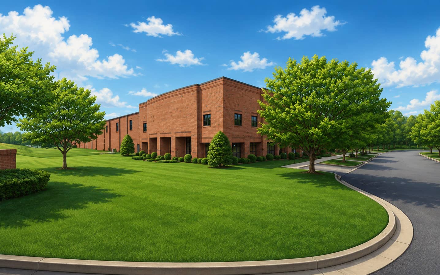 An illustration of a red brick building.