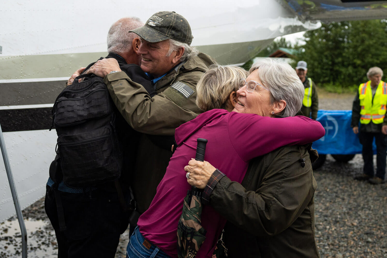 Samaritan's Purse President Franklin Graham and his wife, Jane, met couples as they arrived.