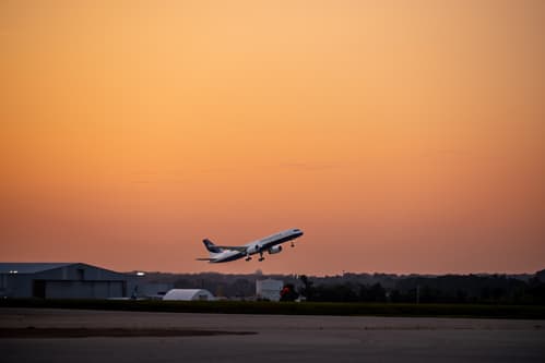 Plane flying in the sky.
