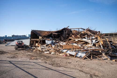 Demolished building from tornado.